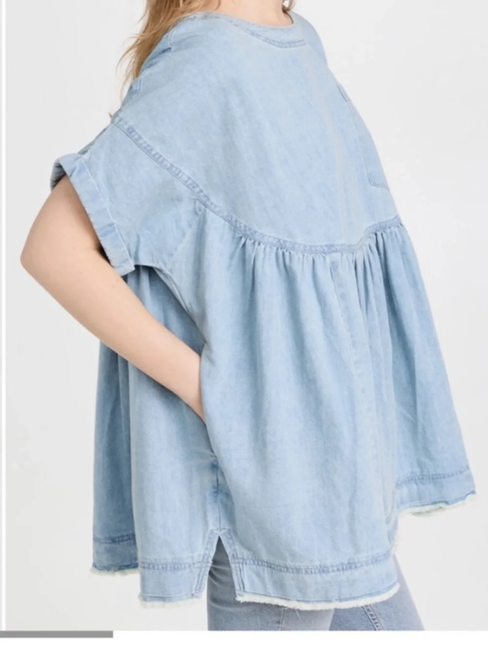 We The Free Free People Moon City Denim Shirt flaw - Picture 3 of 13